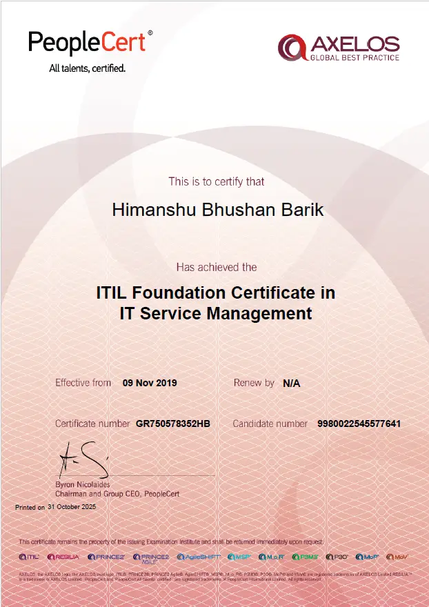 ITIL certificate