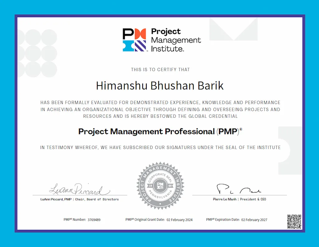 PMP certificate